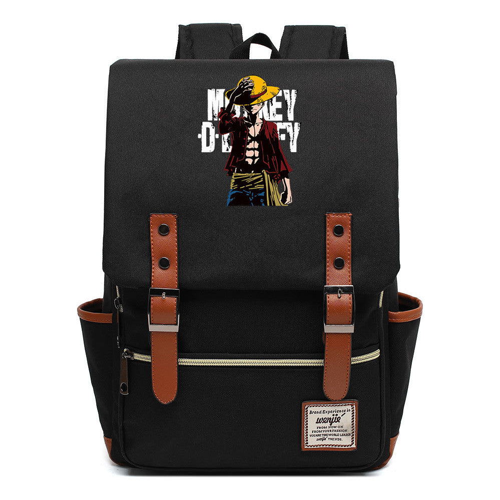 Anime Pirate King Luffy Printed Student Backpack For Men And Women With Casual Belt Buckle Classic Backpack