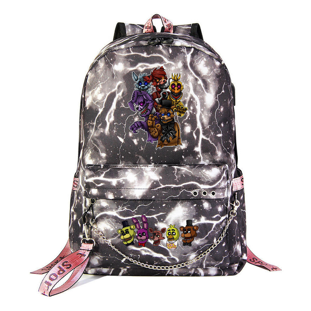 Toy Bear Game Usb Youth Student Backpack For Men And Women Leisure Travel Backpack