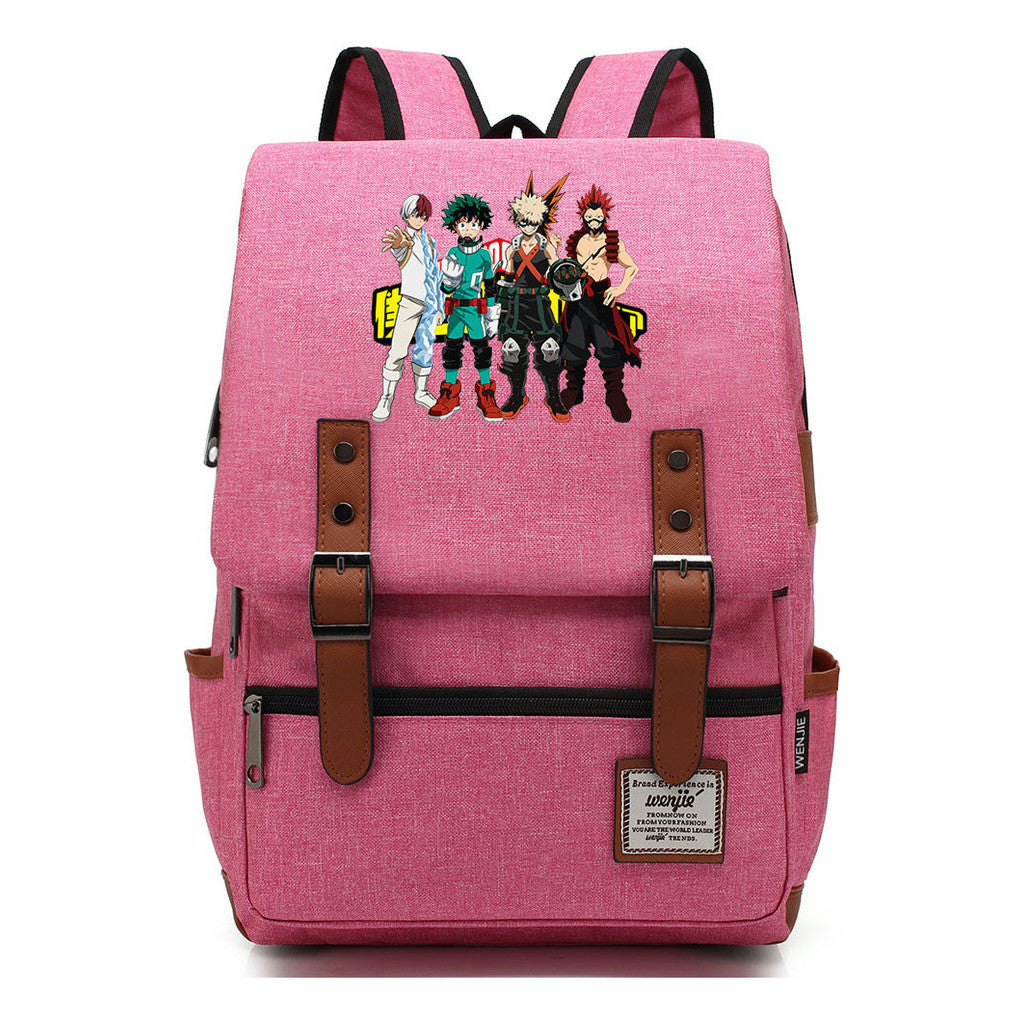 Anime My Heroes Academy Printed Youth Student Backpack Men's And Women's Leisure Belt Buckle Classic Backpack