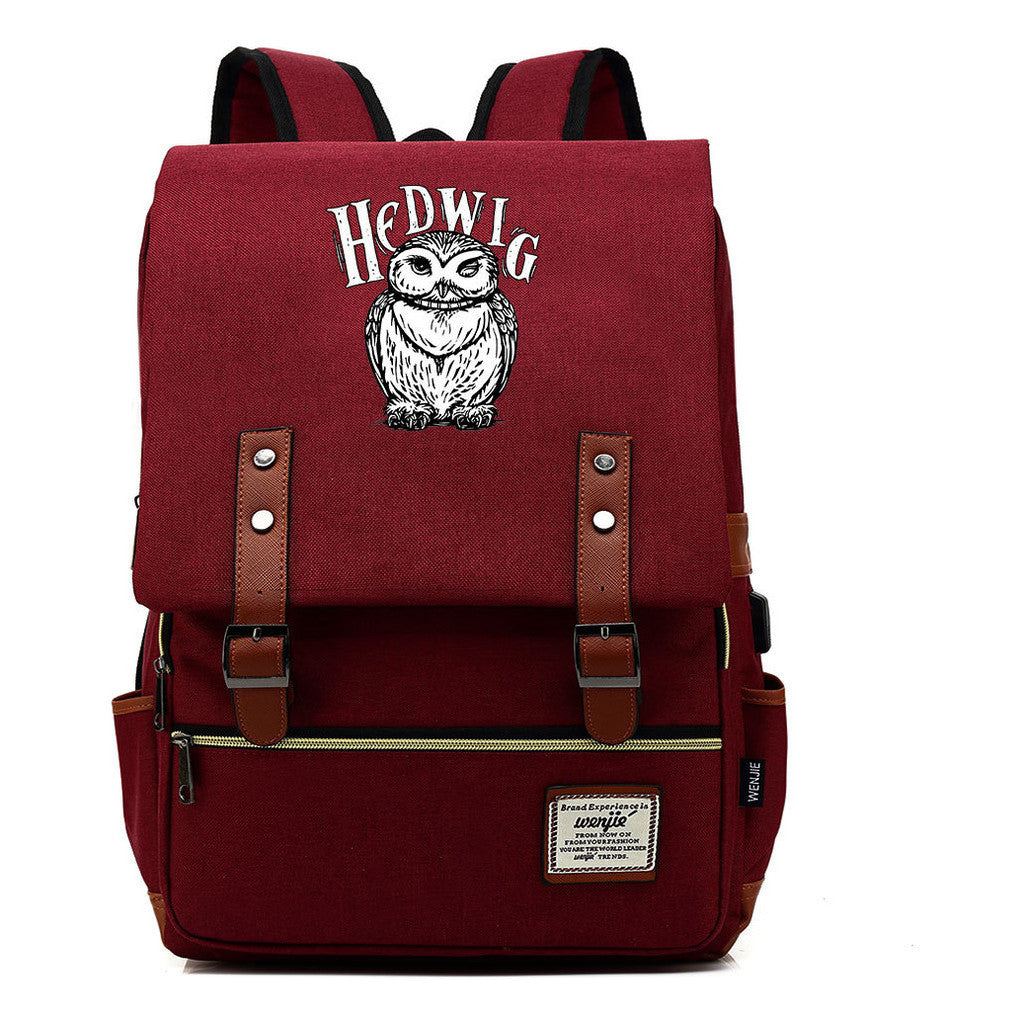 School Of Witchcraft And Wizardry Youth Student Backpack Usb Men's And Women's Leisure Belt Buckle Backpack