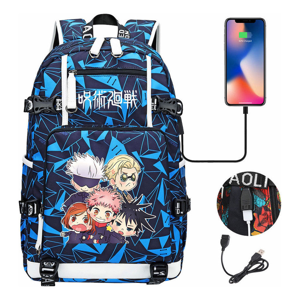 Printed Usb Youth Student Backpack For Men And Women's Leisure Large Capacity Travel Backpack