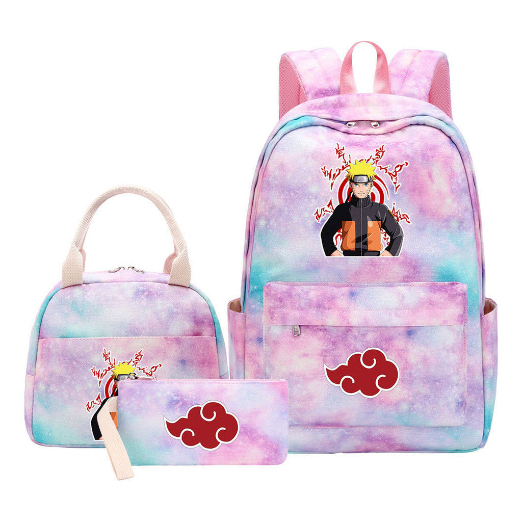Naruto Teenage Student Girls School Bag Lunch Bag Three Piece Set Backpack Set