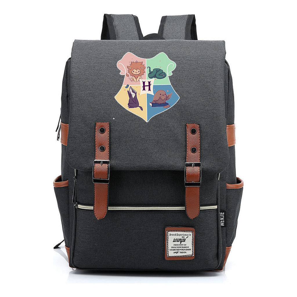 School Of Magic Printed Schoolbags For Young Students, Casual Belt Buckles And Classic Backpacks