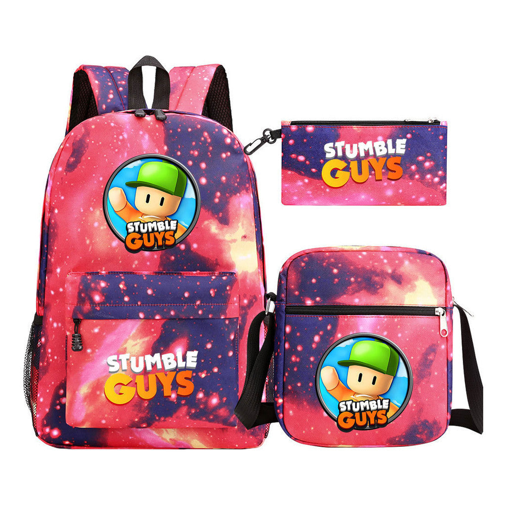 Printed Youth Student School Bag Three Piece Set Men's And Women's Shoulder Set Backpack