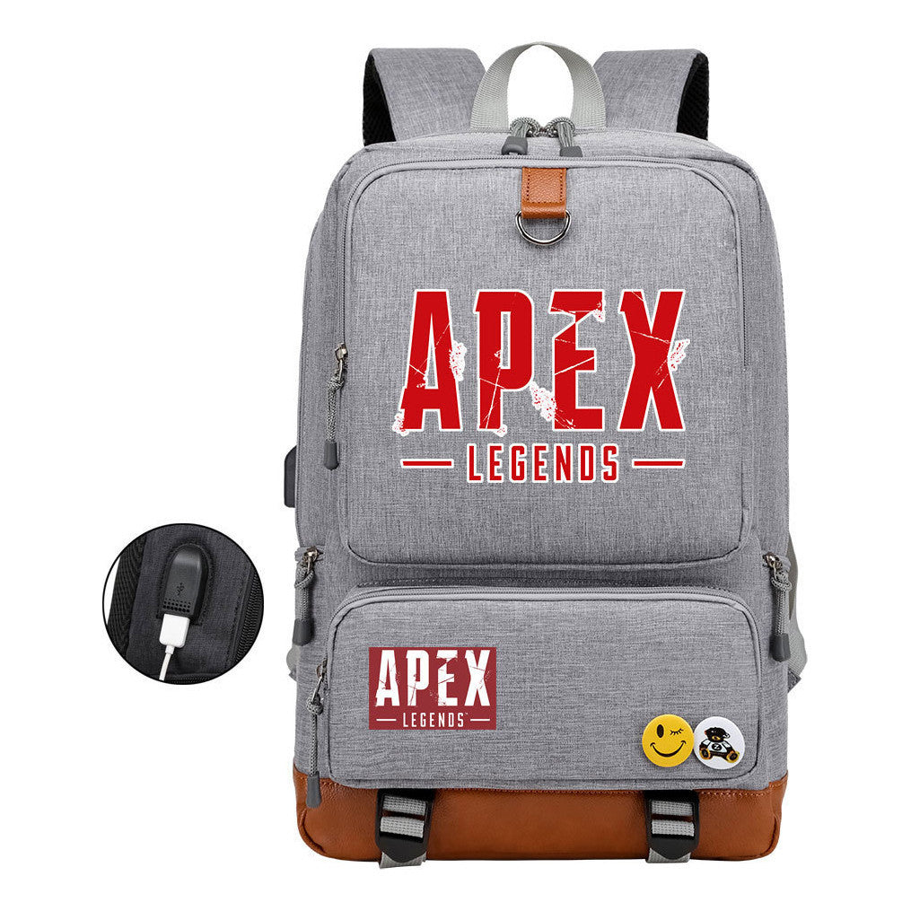 Apex Hero Print Usb Youth School Bag Leisure Travel Backpack