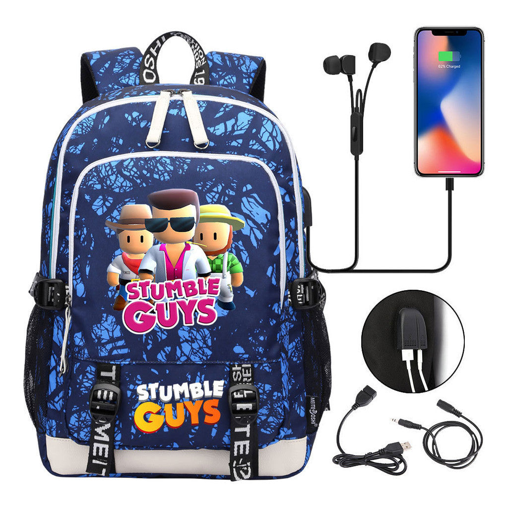 Printed Student Backpack Usb Leisure Backpack
