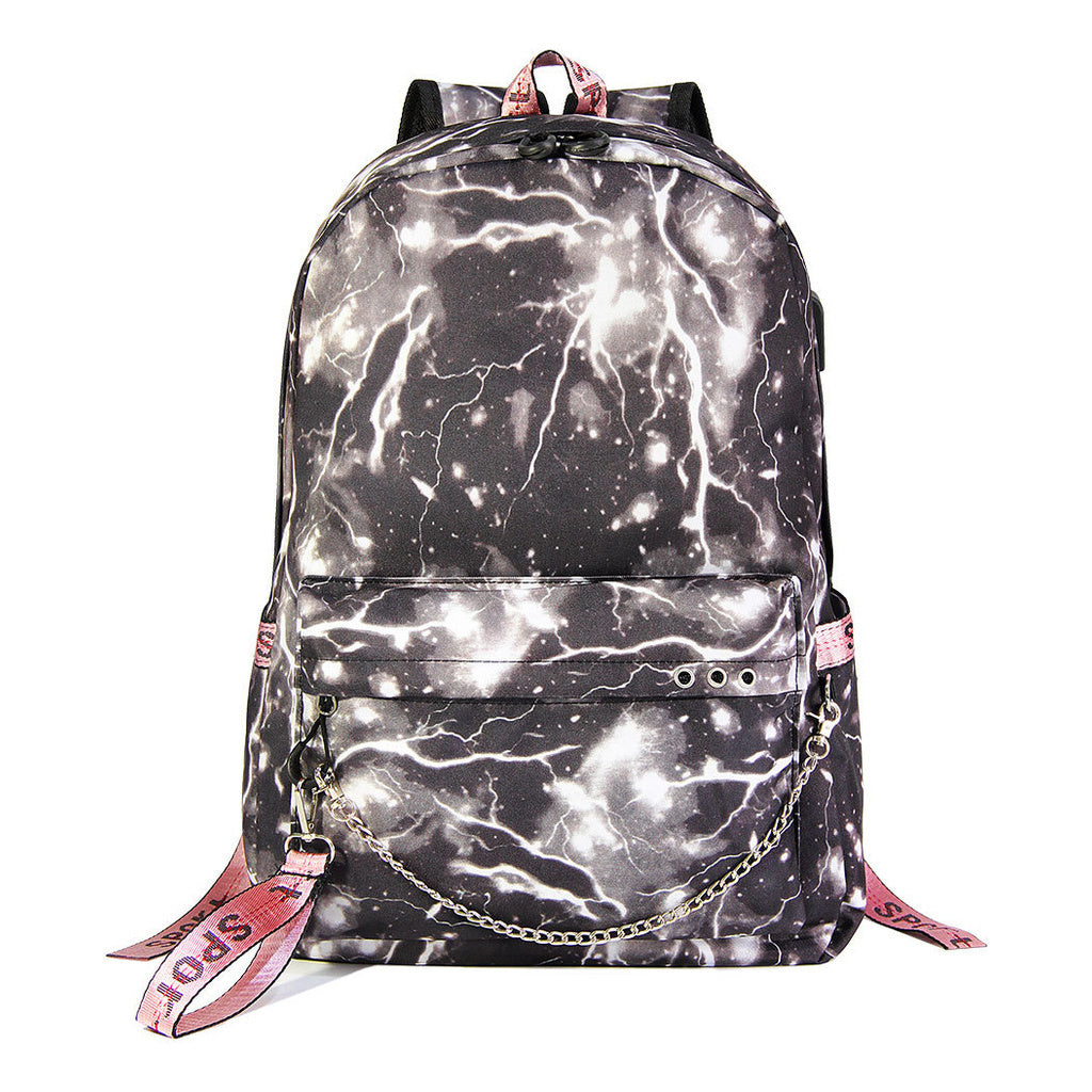 Usb Student Backpack With Men's And Women's Casual Woven Straps Backpack