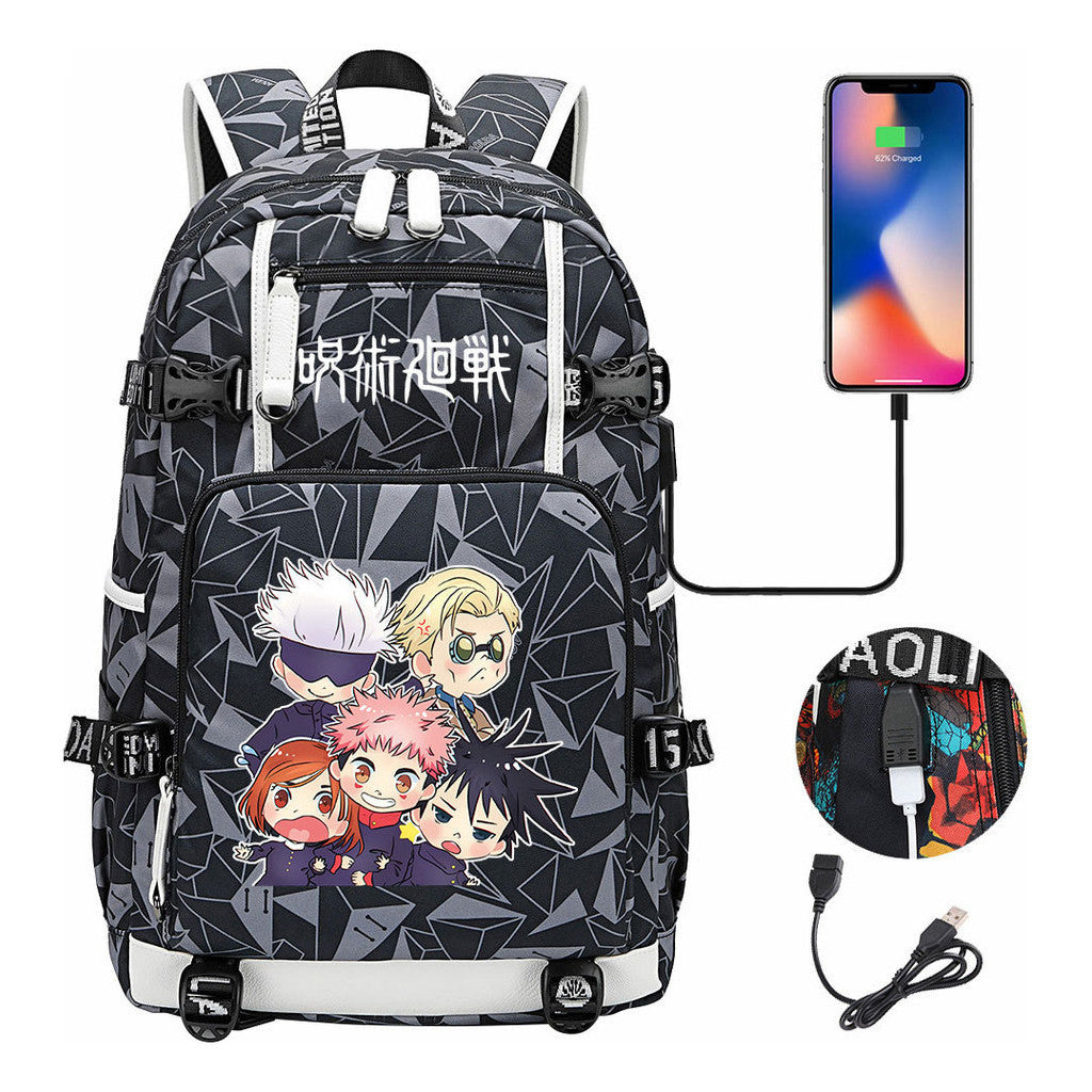 Printed Usb Youth Student Backpack For Men And Women's Leisure Large Capacity Travel Backpack