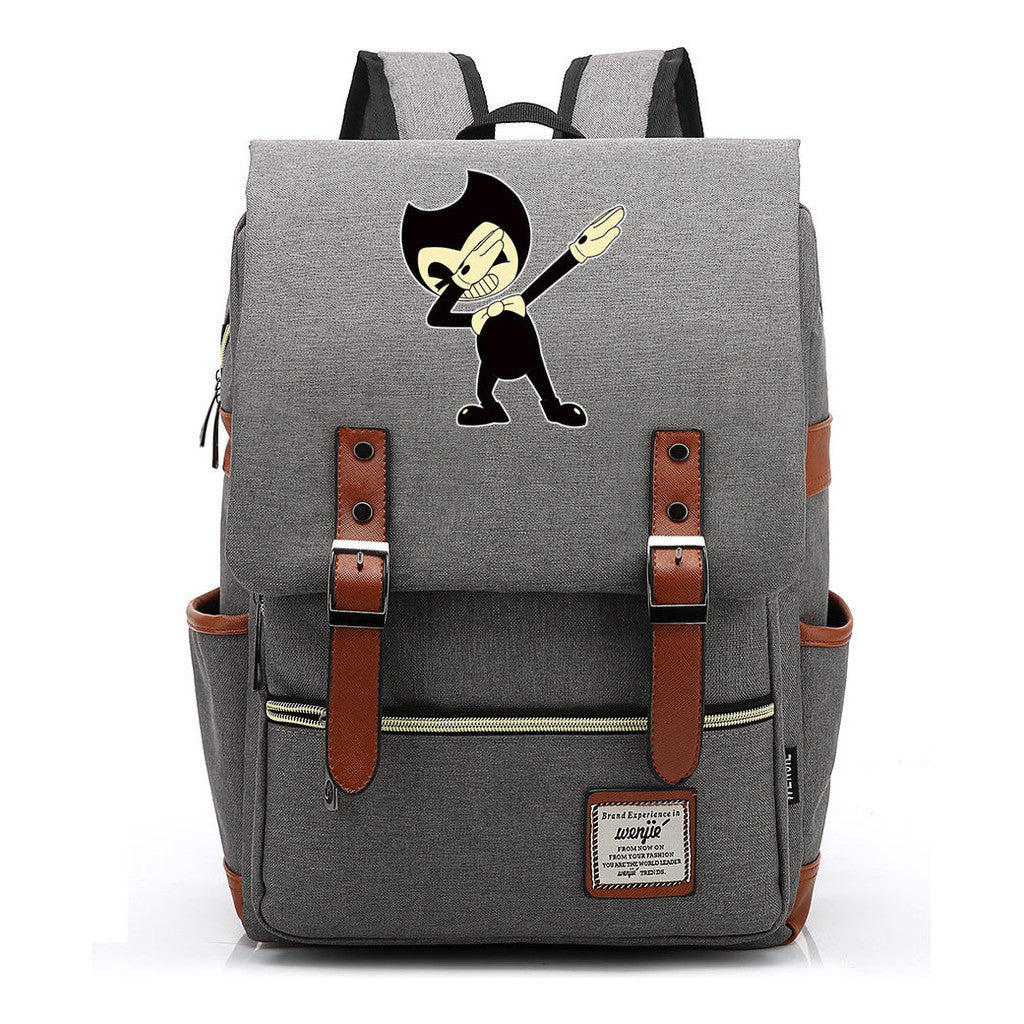 Printed Teenage Student Backpack For Men And Women With Casual Belt Buckle Classic Backpack