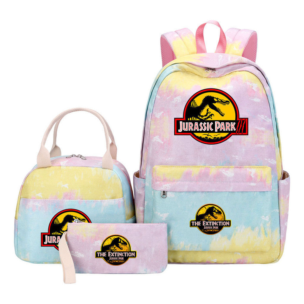 Jurassic Park Dinosaur Youth School Bag Lunch Bag Three Piece Set Backpack Set
