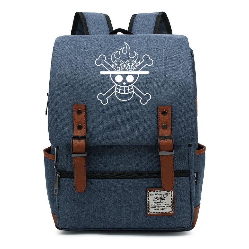 Anime One Piece King Luffy Printed Youth Student School Bag Men's And Women's Casual Belt Buckle Classic Backpack