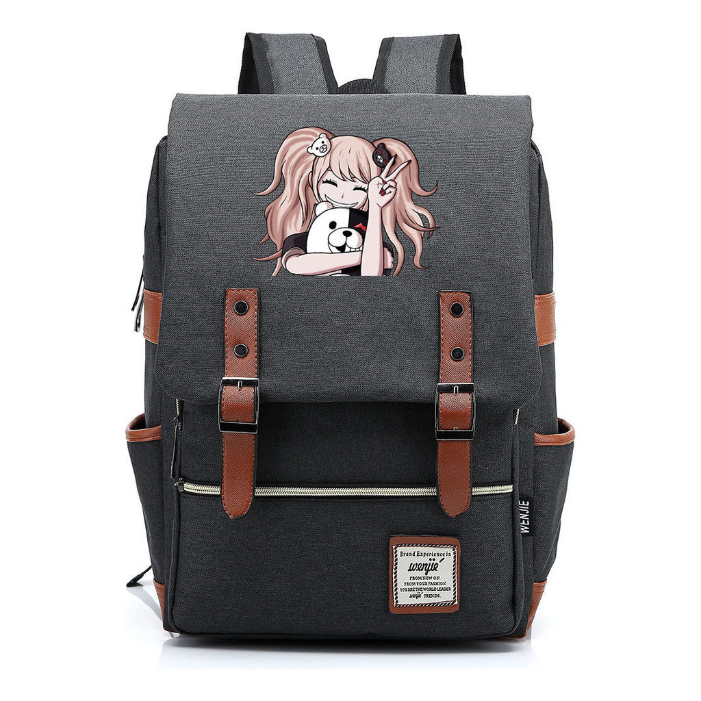 Printed Teenage Student Backpack For Men And Women With Casual Belt Buckle Classic Backpack