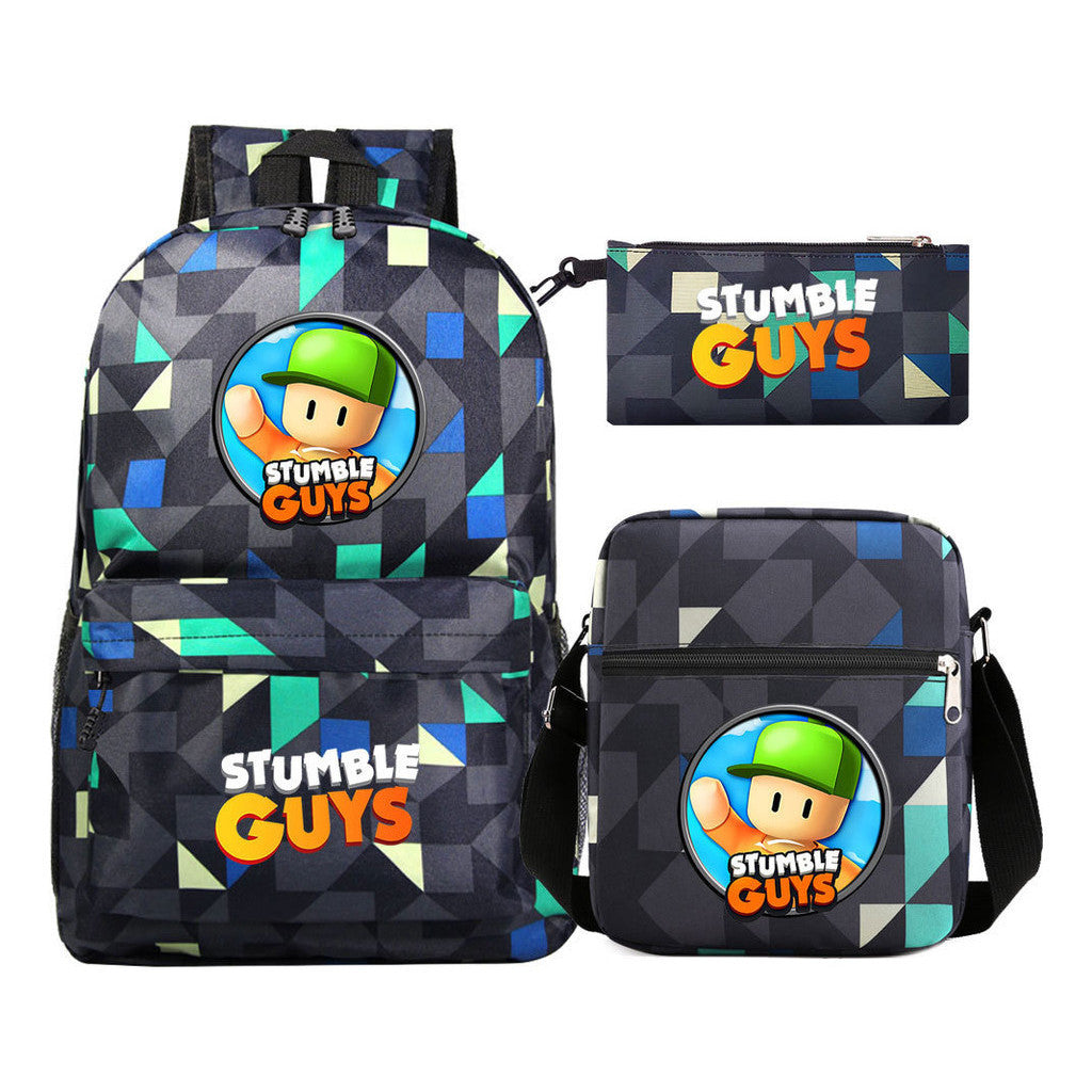 Printed Youth Student School Bag Three Piece Set Men's And Women's Shoulder Set Backpack