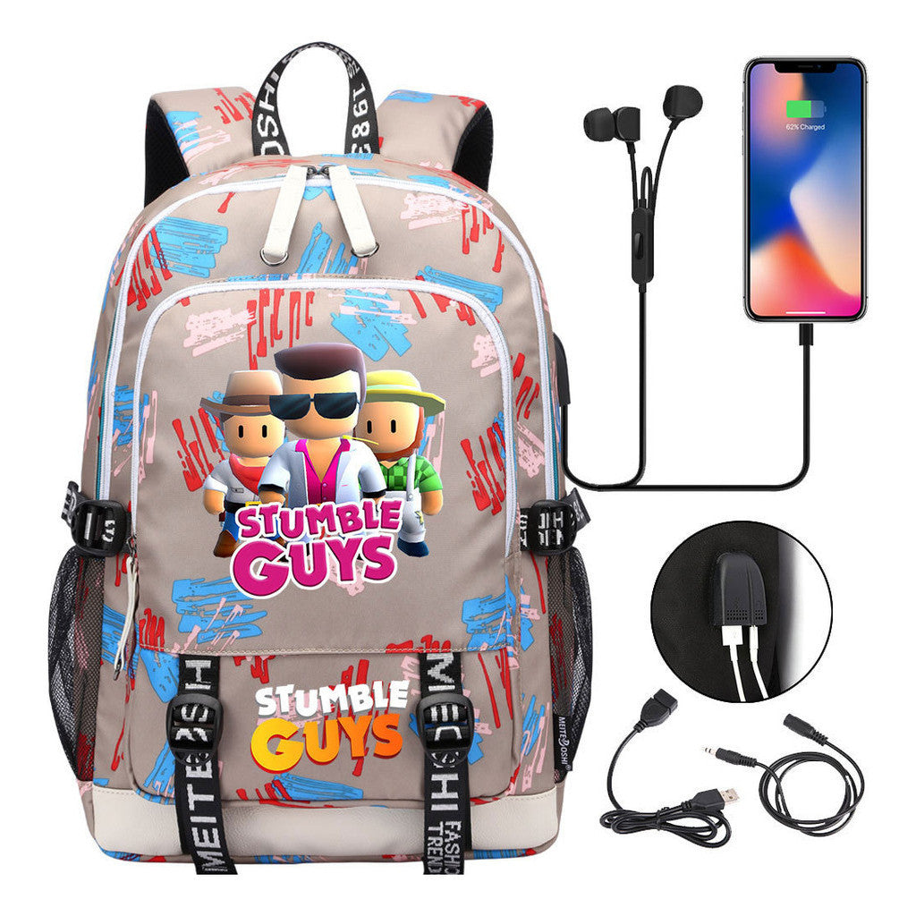 Printed Student Backpack Usb Leisure Backpack