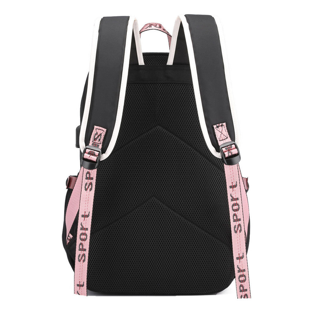 Comic Cartoon Fashion Usb Youth Student Backpack With Casual Woven Strap Flip Back Backpack