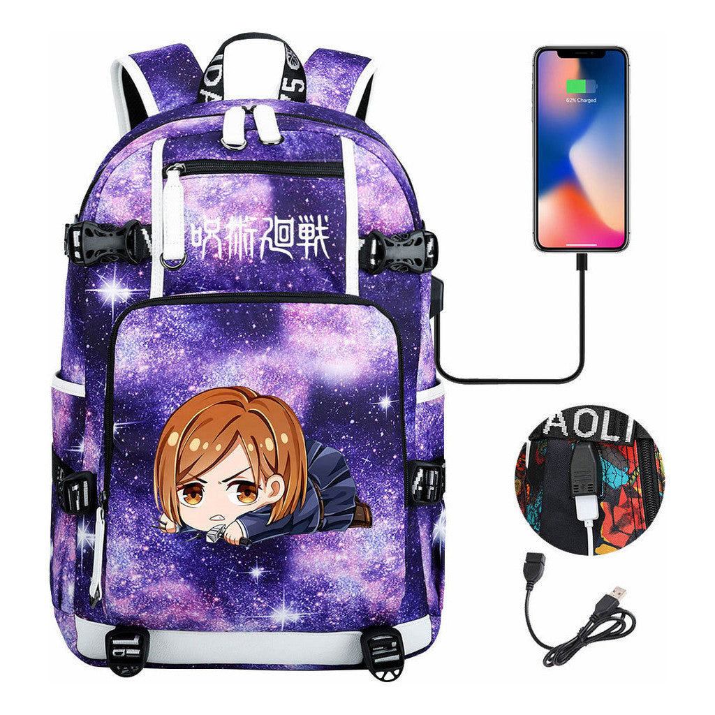 Printed Usb Youth Student Backpack For Men And Women's Leisure Large Capacity Travel Backpack