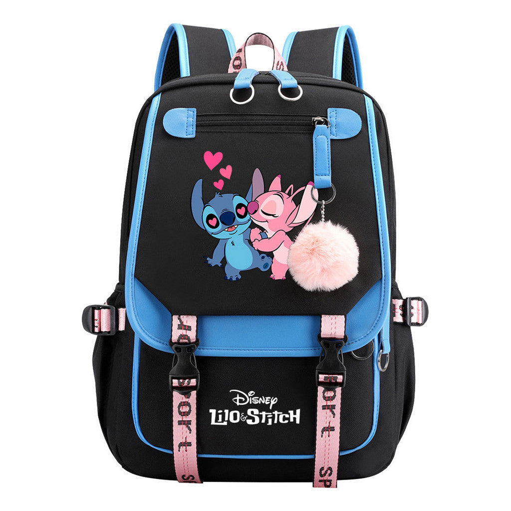 Interstellar Baby Stitch Usb Backpack For Boys And Girls Casual Woven Strap Flip Backpack