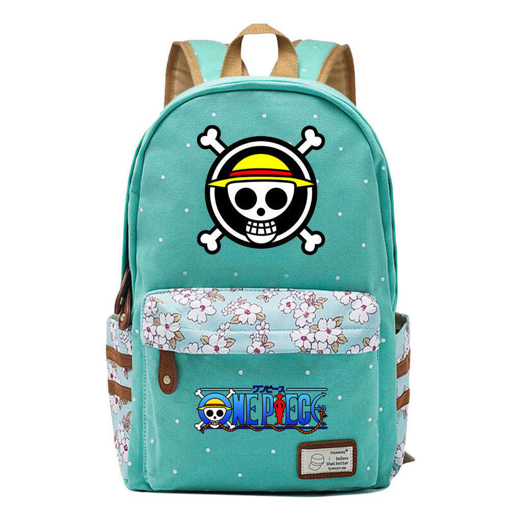 Anime Pirate Wang Lufei Printed Student School Bag Fragmented Flower Leisure Backpack