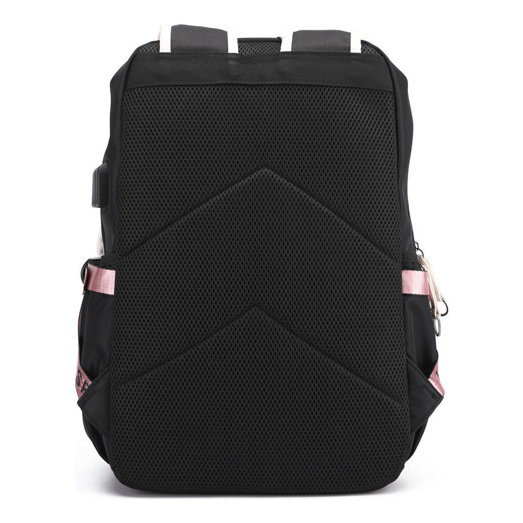 Super Mario Printed Usb Youth Student Backpack For Men And Women With Casual Woven Strap Flap Backpack