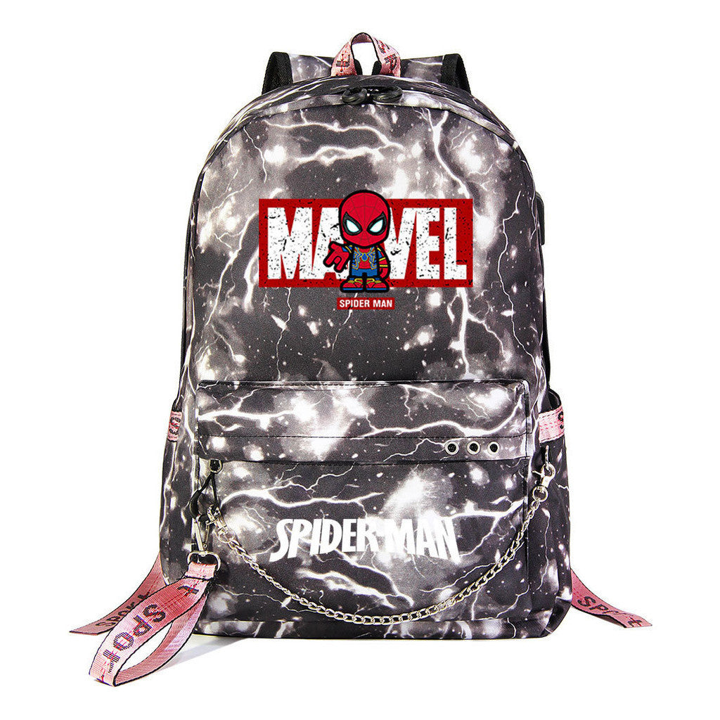 Superhero Printed Teenage Student Backpack For Boys And Girls, Casual Woven Strap Backpack