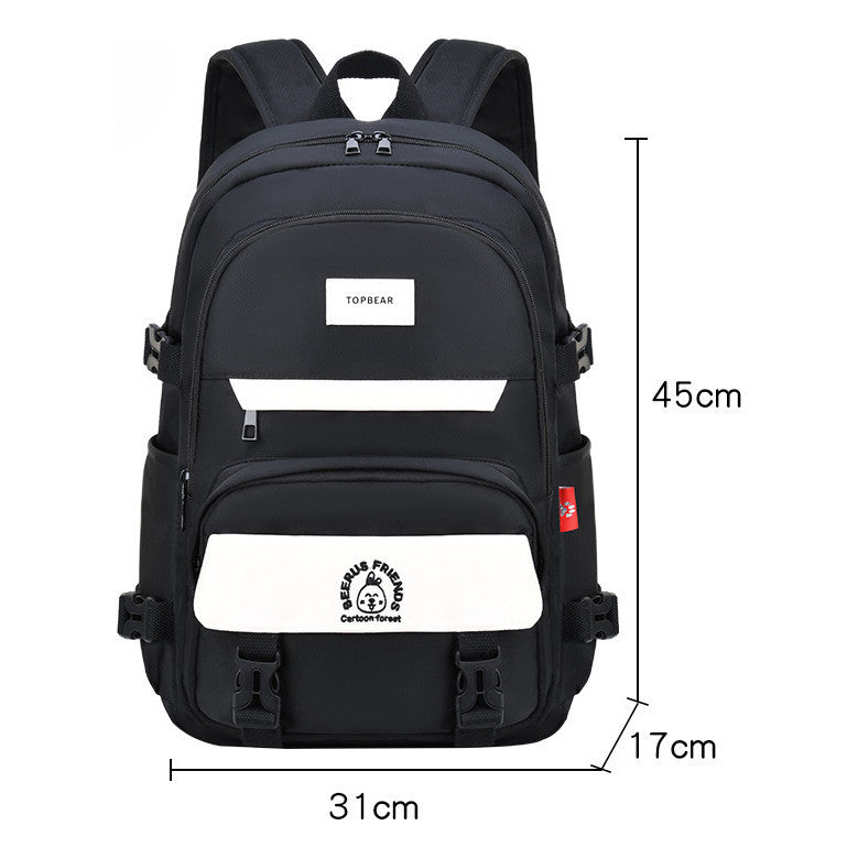 Student Backpack, Artistic Backpack, Color Blocking Double-layer Backpack, Large Capacity
