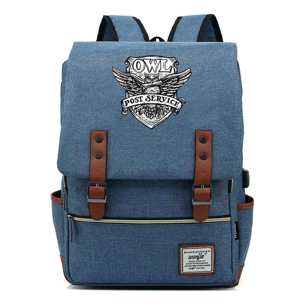 School Of Witchcraft And Wizardry Youth Student Backpack Usb Men's And Women's Leisure Belt Buckle Backpack