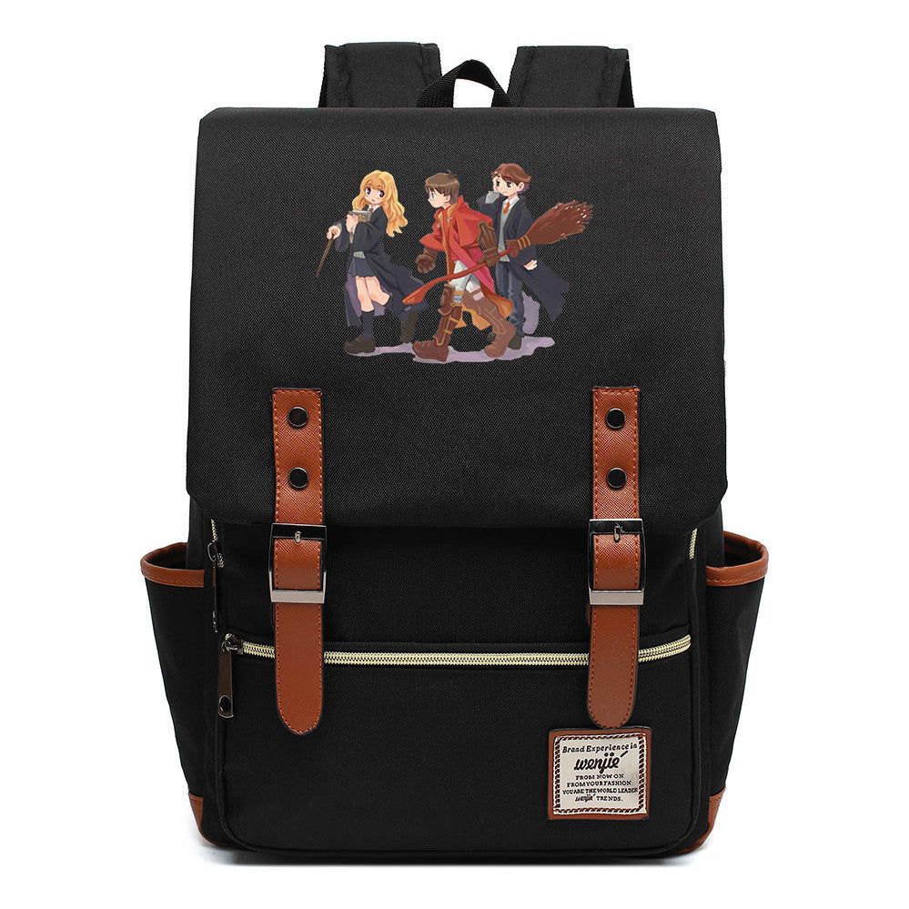 School Of Witchcraft And Wizardry Printed Youth Student School Bag Casual Belt Buckle Classic Backpack