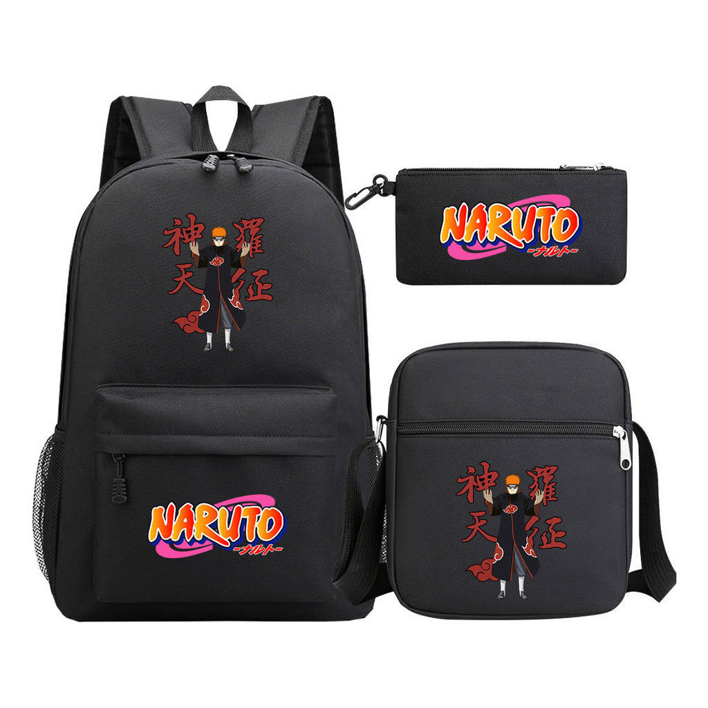 Anime Naruto Starry Sky Student School Bag Three Piece Set For Men And Women Backpack Set