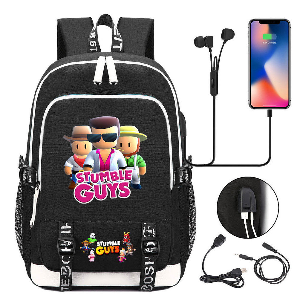 Printed Student Backpack Usb Leisure Backpack