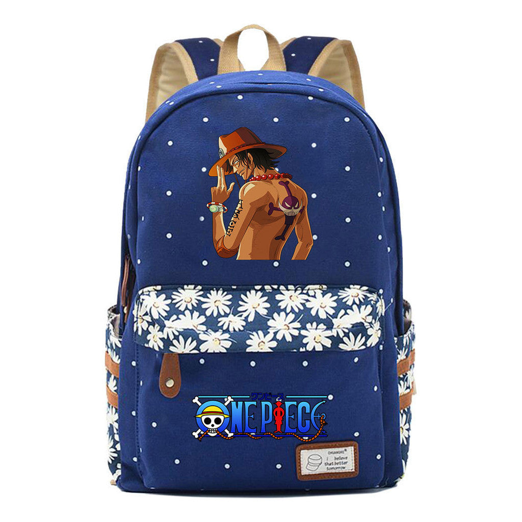 Anime Pirate Wang Lufei Printed Book Bag Fragmented Flower Leisure Backpack