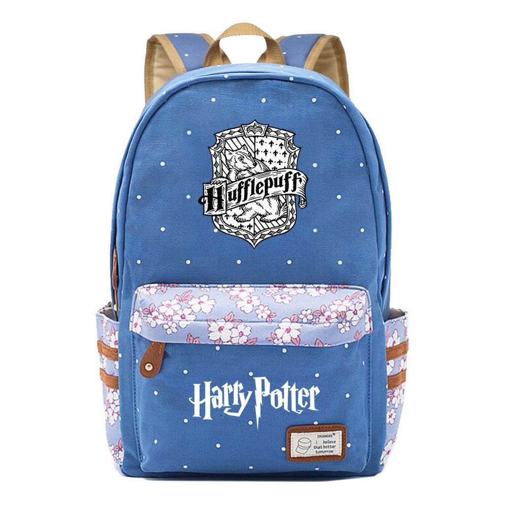 School Of Witchcraft And Wizardry Youth Student Backpack, Floral Canvas, Female Backpack