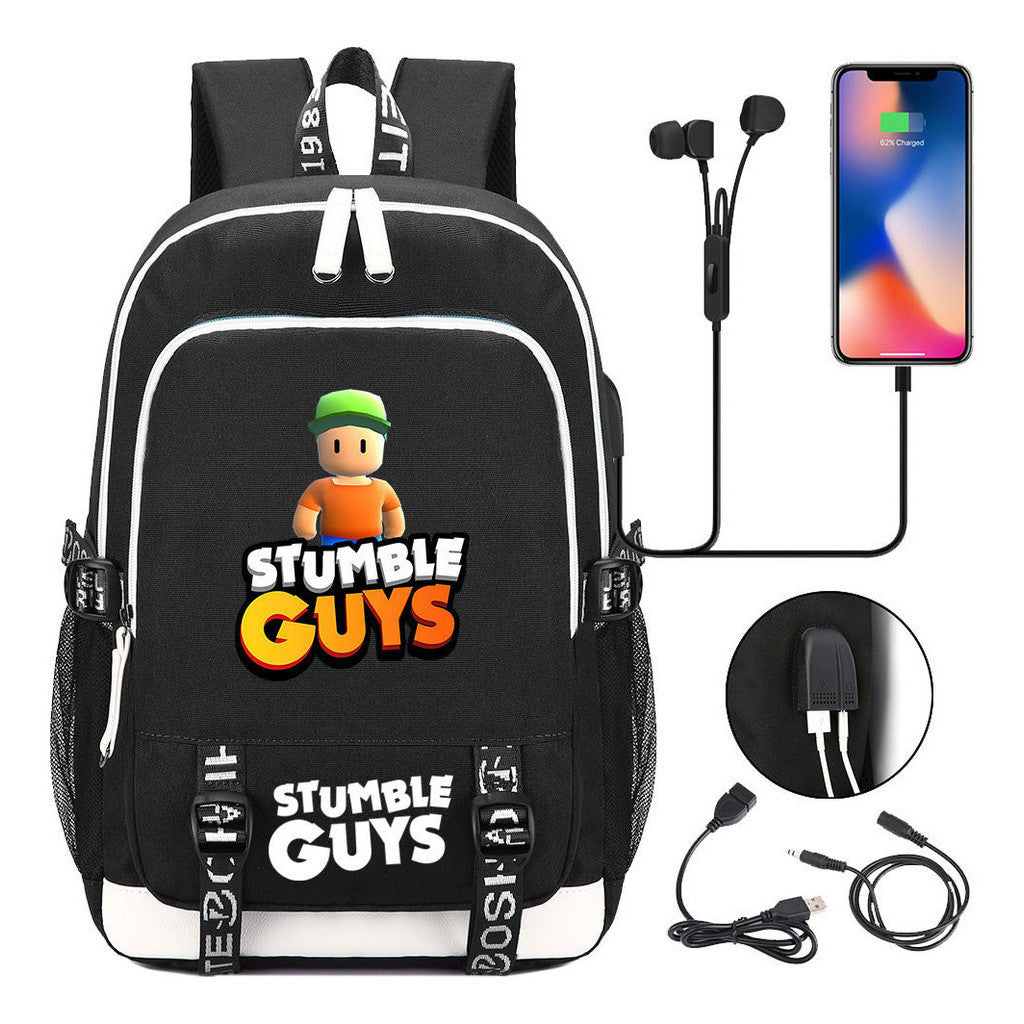 Printed Student Backpack Usb Men's And Women's Leisure Backpack