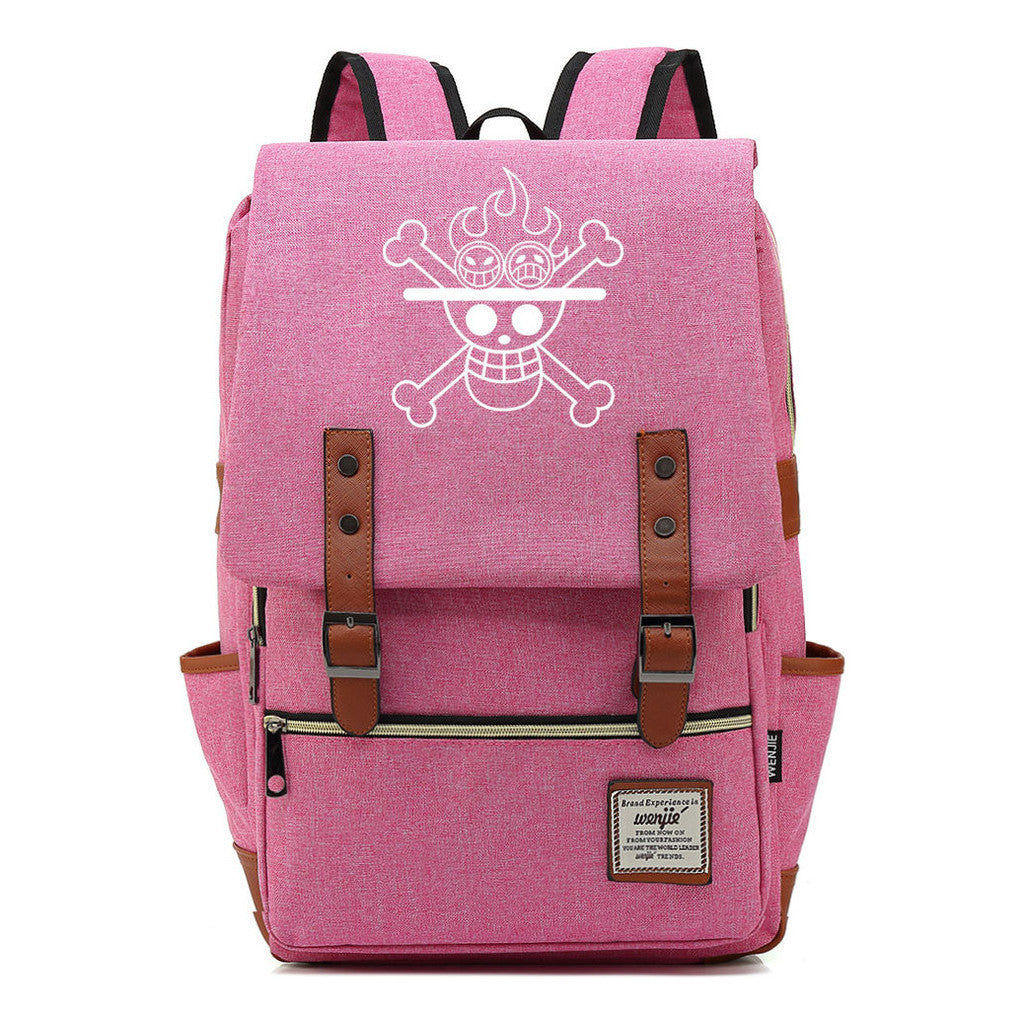 Anime One Piece King Luffy Printed Youth Student School Bag Men's And Women's Casual Belt Buckle Classic Backpack