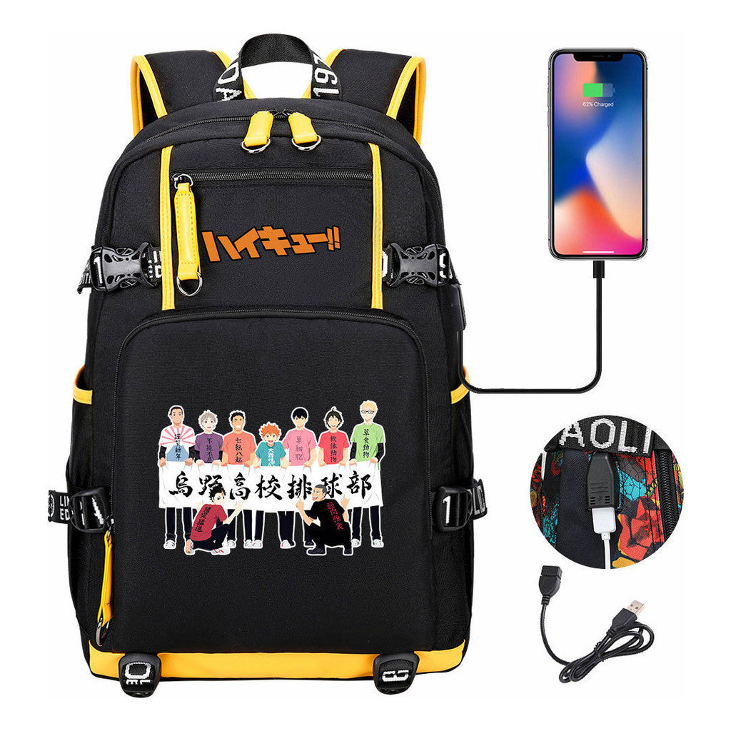 Volleyball Youth Usb Large Capacity Youth Student School Bag Men's And Women's Leisure Travel Backpack