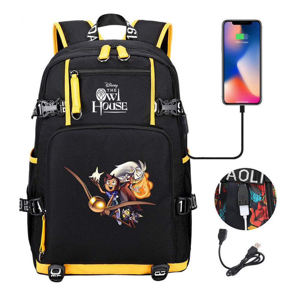 Anime Owl Magic Print Youth Student School Bag Backpack Leisure Travel Backpack