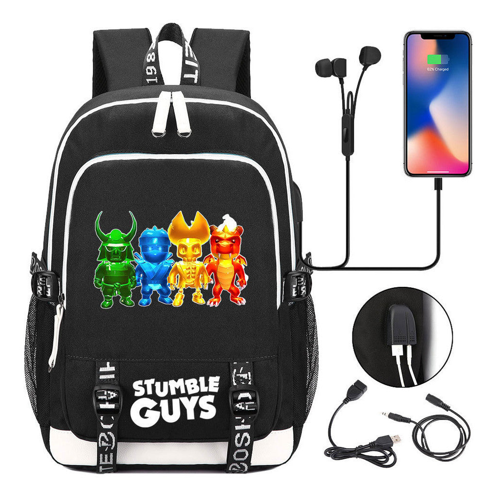 Printed Student Backpack Usb Men's And Women's Leisure Backpack