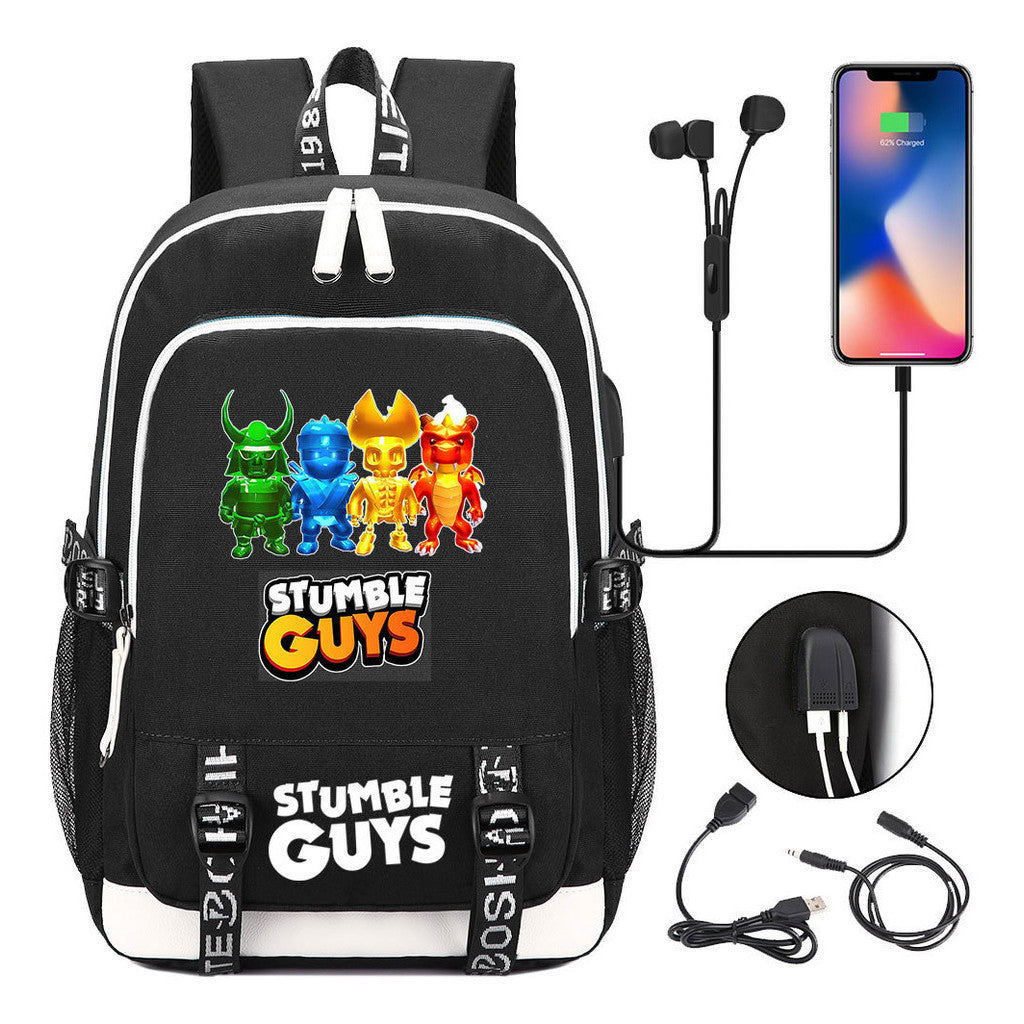 Printed Student Backpack Usb Men's And Women's Leisure Backpack