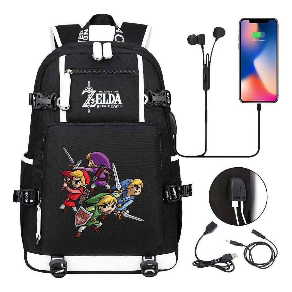 Legend Of Zelda Usb Youth Student Backpack For Leisure Travel Backpack