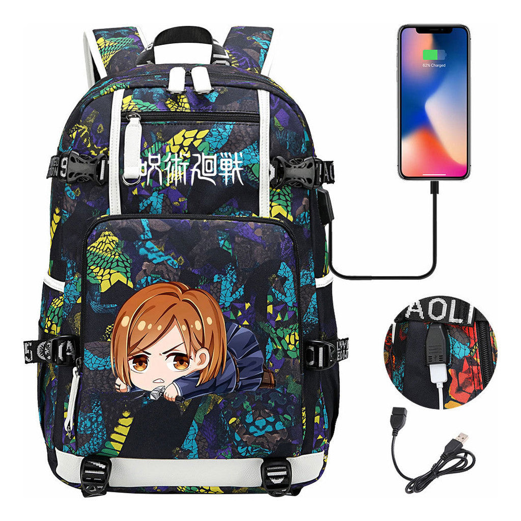 Printed Usb Youth Student Backpack For Men And Women's Leisure Large Capacity Travel Backpack
