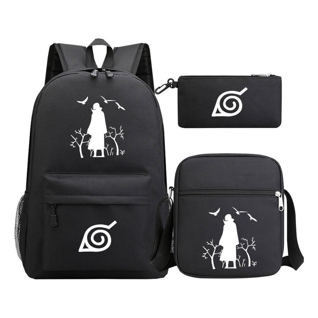 Anime Naruto Starry Sky Youth School Bag Three Piece Set For Men And Women Backpack Set