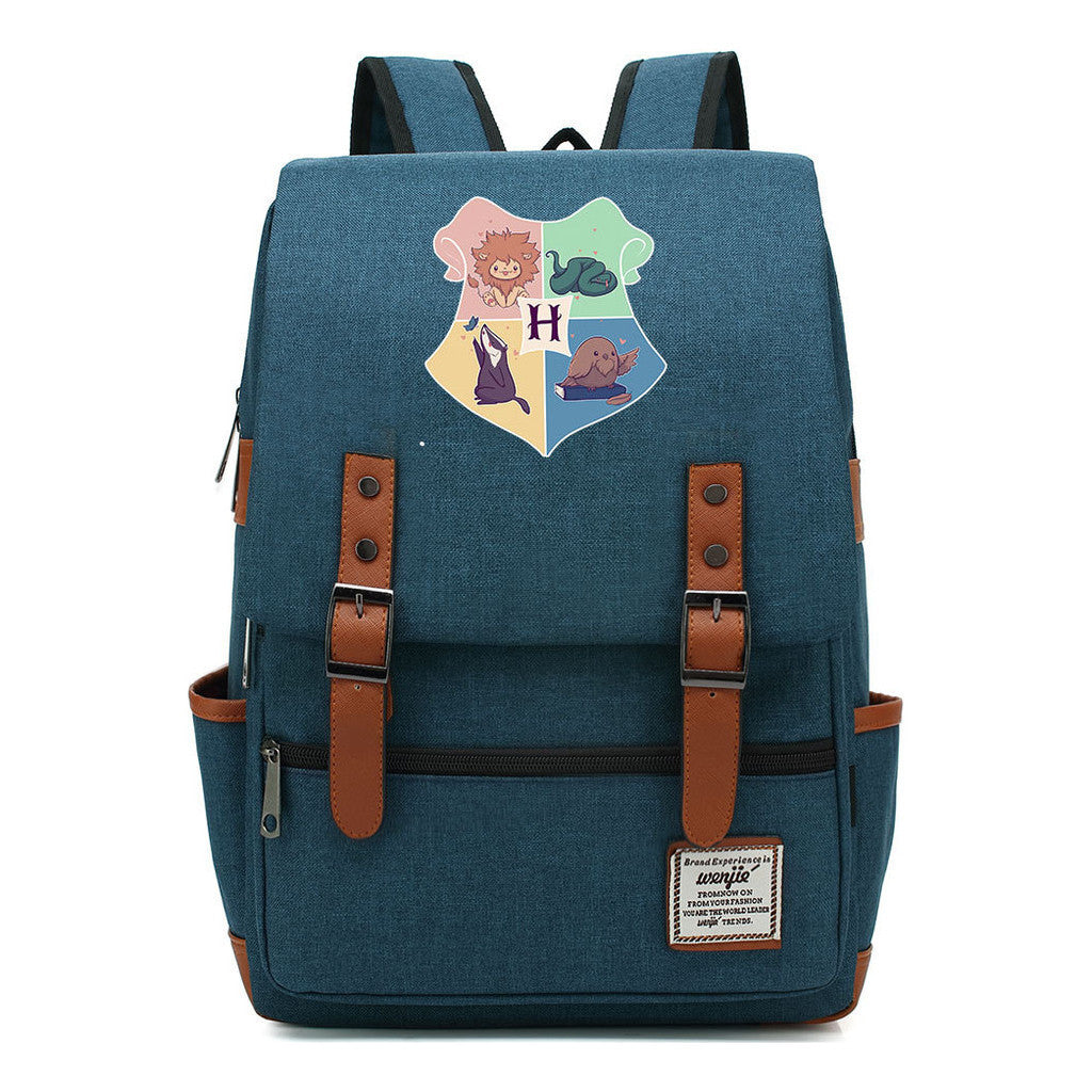 School Of Magic Printed Schoolbags For Young Students, Casual Belt Buckles And Classic Backpacks
