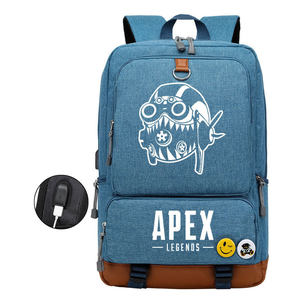 Apex Hero Print Usb Student Backpack Travel Backpack