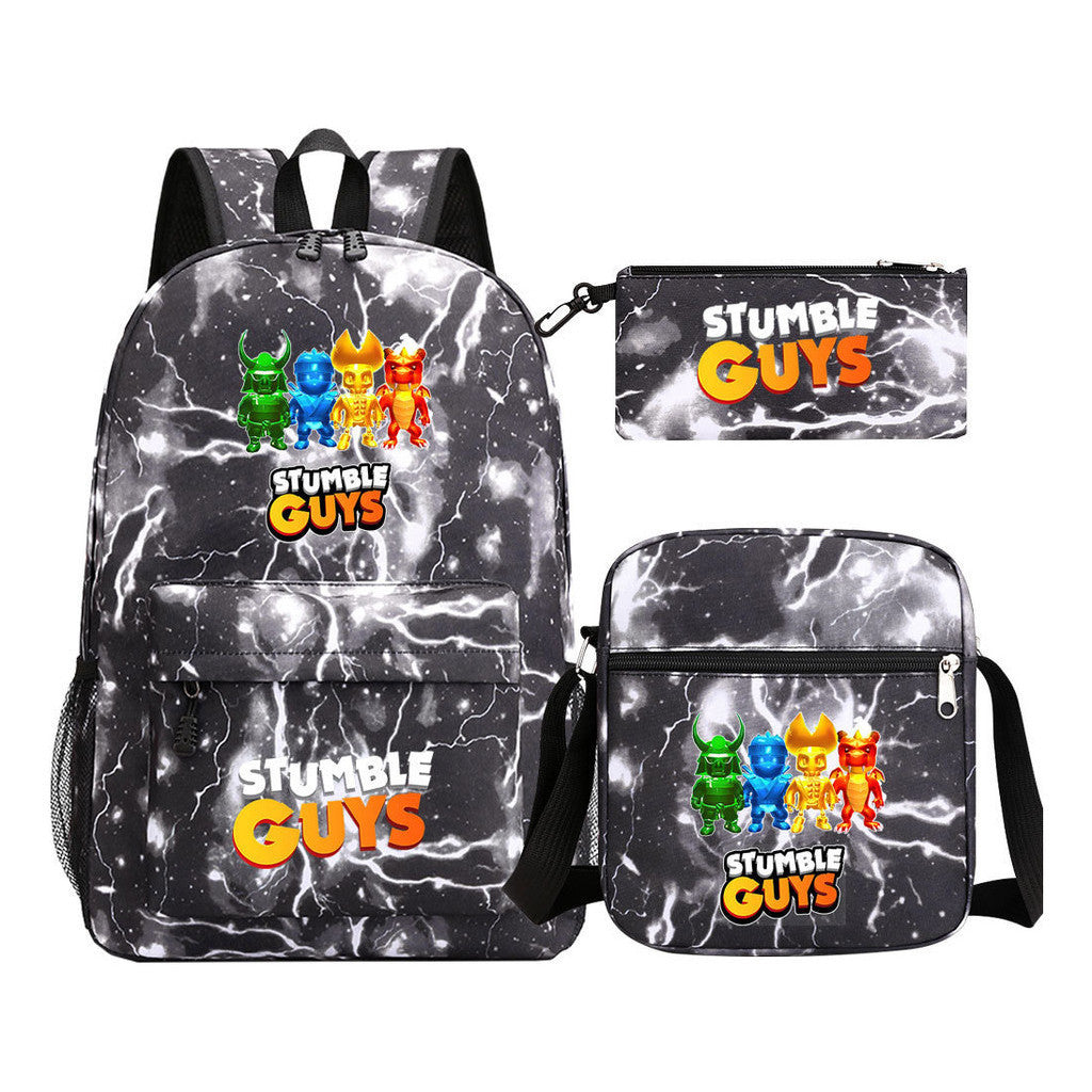 Printed Youth Student School Bag Three Piece Set Men's And Women's Shoulder Set Backpack