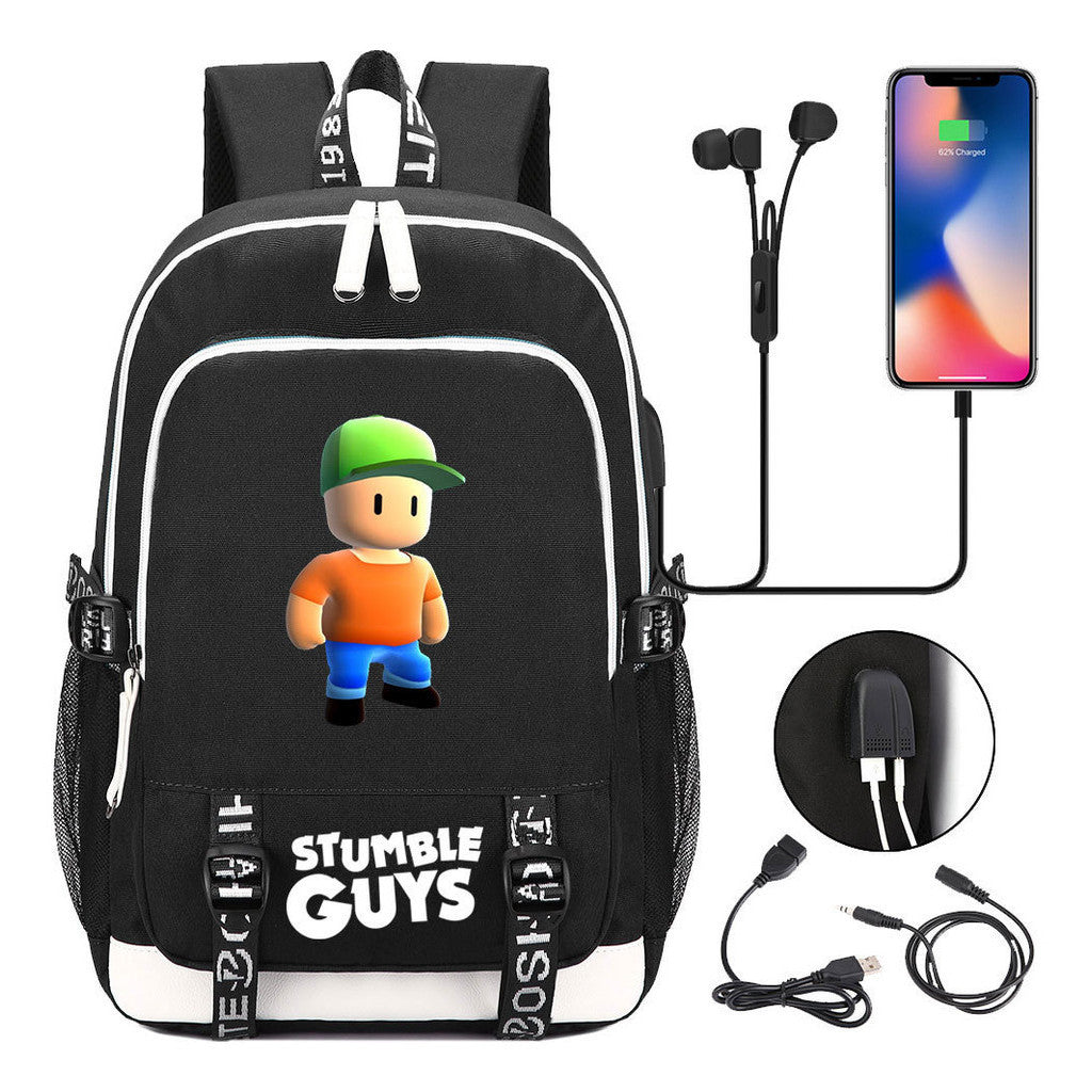Printed Student Backpack Usb Men's And Women's Leisure Backpack