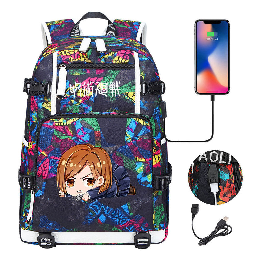 Printed Usb Youth Student Backpack For Men And Women's Leisure Large Capacity Travel Backpack