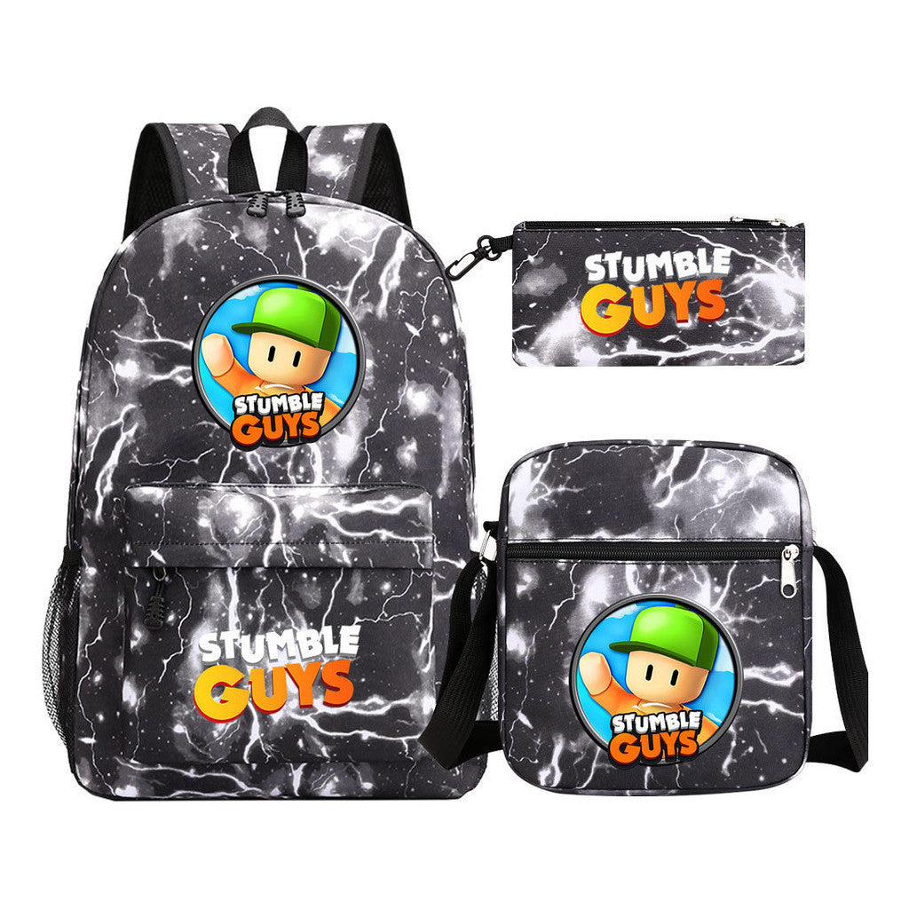 Printed Youth Student School Bag Three Piece Set Men's And Women's Shoulder Set Backpack