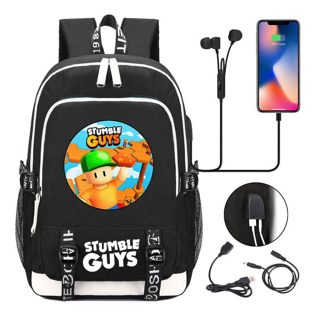 Printed Student Backpack Usb Men's And Women's Leisure Backpack