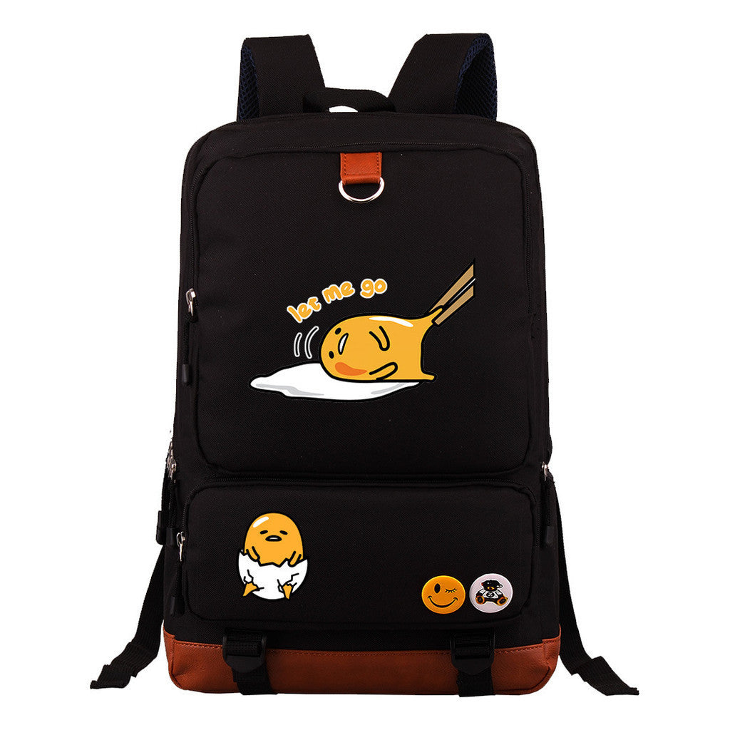 Cartoon Anime Lazy Egg Youth Student Backpack, Large Capacity Travel Bag, Boy's And Girl's Backpack