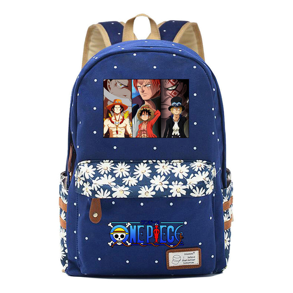 Anime Pirate Wang Lufei Printed Book Bag Fragmented Flower Leisure Backpack
