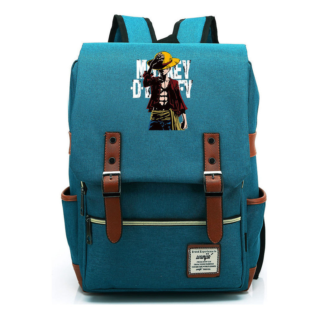 Anime Pirate King Luffy Printed Student Backpack For Men And Women With Casual Belt Buckle Classic Backpack